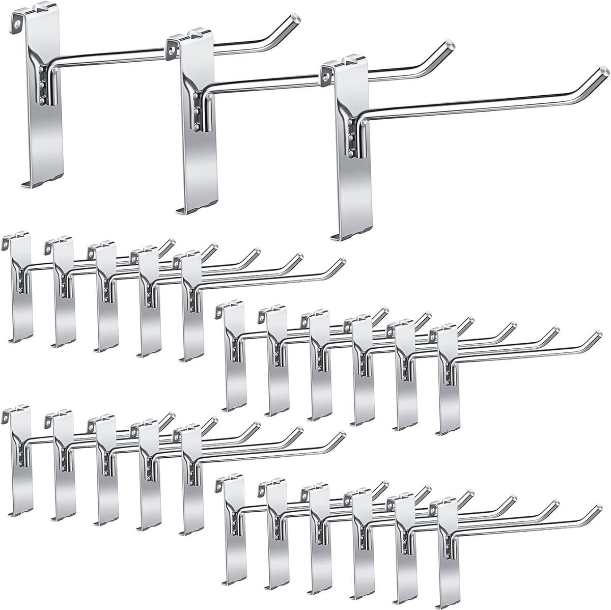 25 stuks Gridwall Panel Haken voor wandmontage, 6 inch, zilver