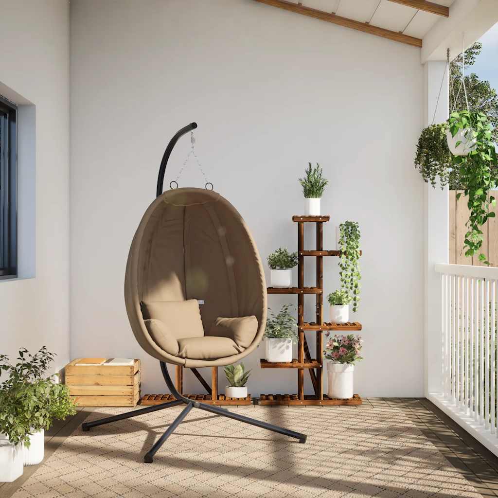 vidaXL Chaise suspendue en forme d'œuf et support taupe tissu et acier