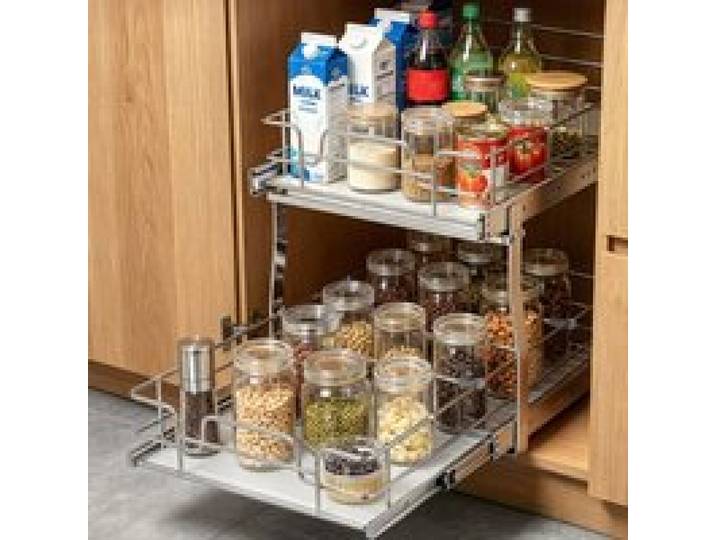 VEVOR Ausziehbares Gewürzregal Doppelkorb Spülschrankregal Küchenschrank, Schiebeschublade Waschbecken Gewürzregal Schrank Organizer Unterschrankregal 385x569x483 mm (Einbaumaße)