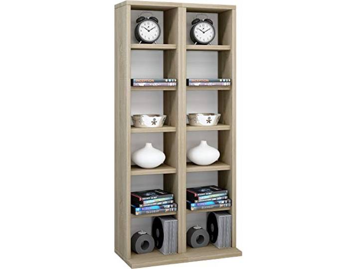 VCM CD/DVD Regal Sonoma-Eiche 42x20x92 cm 12 Fächer Holzwerkstoff CDs