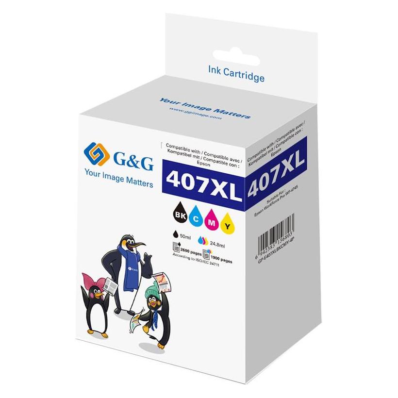 G&G Druckerpatrone Kompatibel GP-E407XLBKCMY-4P (BK) (GP-E407XLBKCMY-4P)