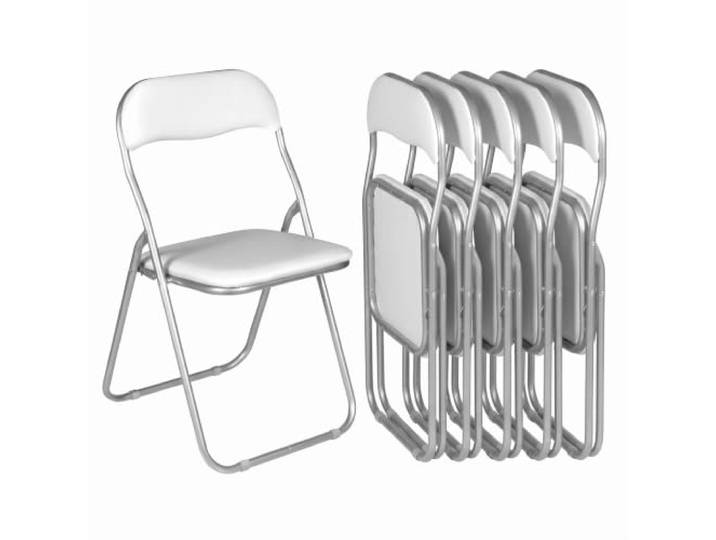 Dmora - Chaise Salamanca\, Ensemble de six chaises pliantes\, Siège de réunion peu encombrant\, Fauteuil de salle d'attente\, 43x47h78 cm\, Blanc