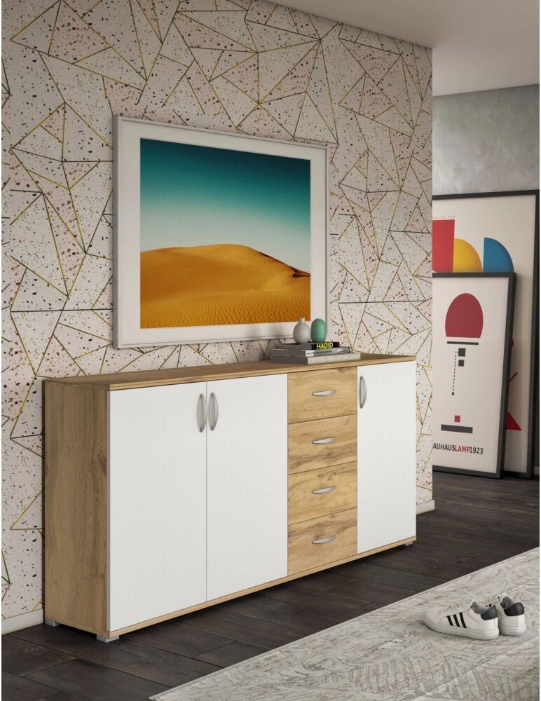 BellaHome MOBILE 3 ANTE 4 CASSETTI  NODO/BIANCO
