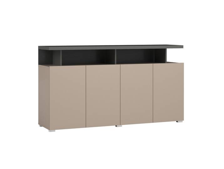 Masseno Kommode SERENITA 153 cm Sideboard und 4 Türen für Wohnzimmer Schlafzimmer Modern 153x40x84 cm Beige / Beige