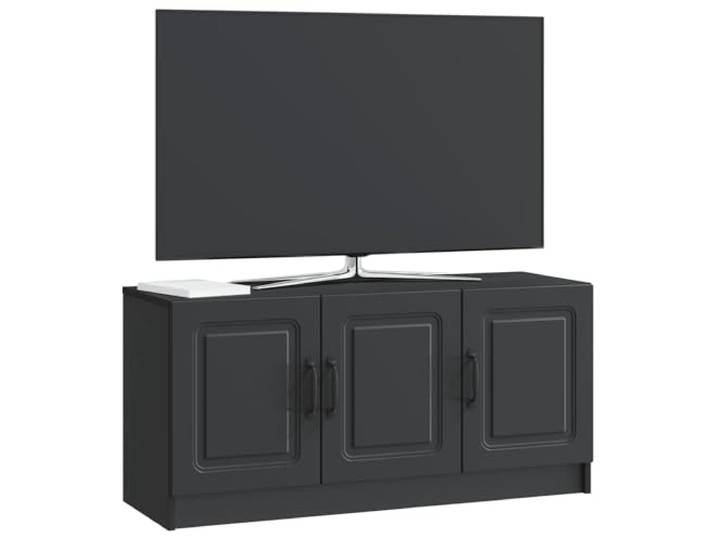 GKHPYURE TV-Schrank Schwarz 99 x 34,5 x 47 cm Holz 3 Türen, gewölbte Griffe, großer Platz für Geräte, einfache Wartung
