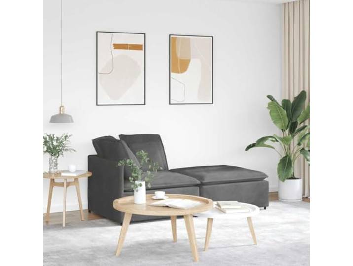 ZXQVLMRS Modulares Sofa, Cordstoff Ecksofa mit Fußhocker, Dunkelgrau Platzsparendes Design, Weiche Schaumstoffpolsterung, Robuster Metallrahmen