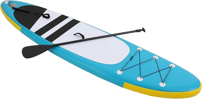 Aufblasbares Stund Up Paddleboard Komplettset für Erwachsene mit Paddel Pumpe Leine und Tasche Ideal für Surf Paddel Fitness sowie als Angelboot oder für Familienspaß Blaues Sup Board Set