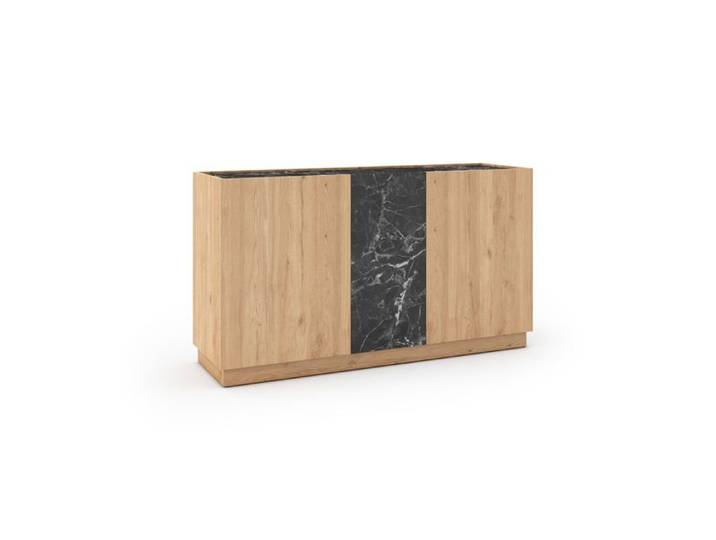 AUREN - Buffet 3 portes 140cm en mélamine - Chêne clair