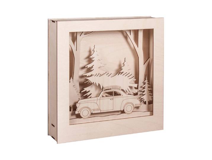 Rayher Holzbausatz 3D-Motivrahmen Auto 25.5 × 26 × 6.6 cm