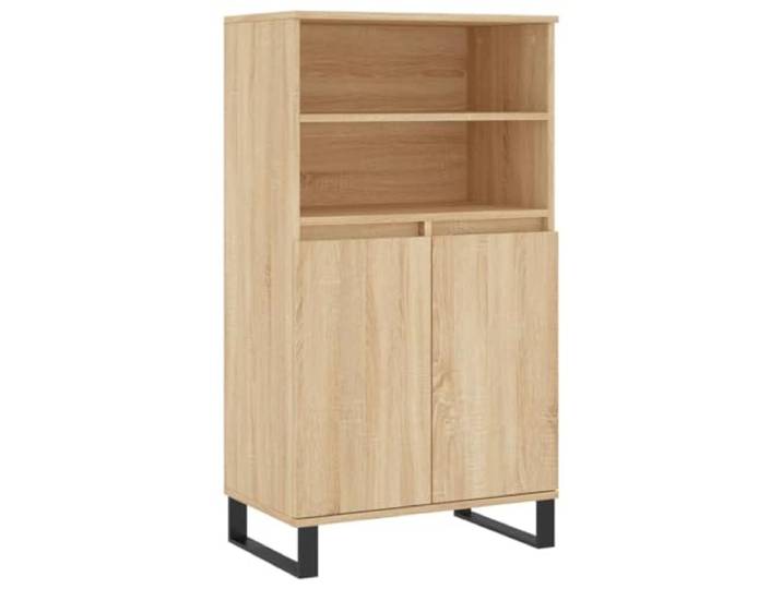 KGFHERENB Highboard Sonoma-Eiche 60x36x110 cm Schrank mit Türen Schlankes Highboard mit 6 Fächern und Metallfüßen für Wohnzimmer und Flur. Schützt Gegenstände zuverlässig vor Staub.