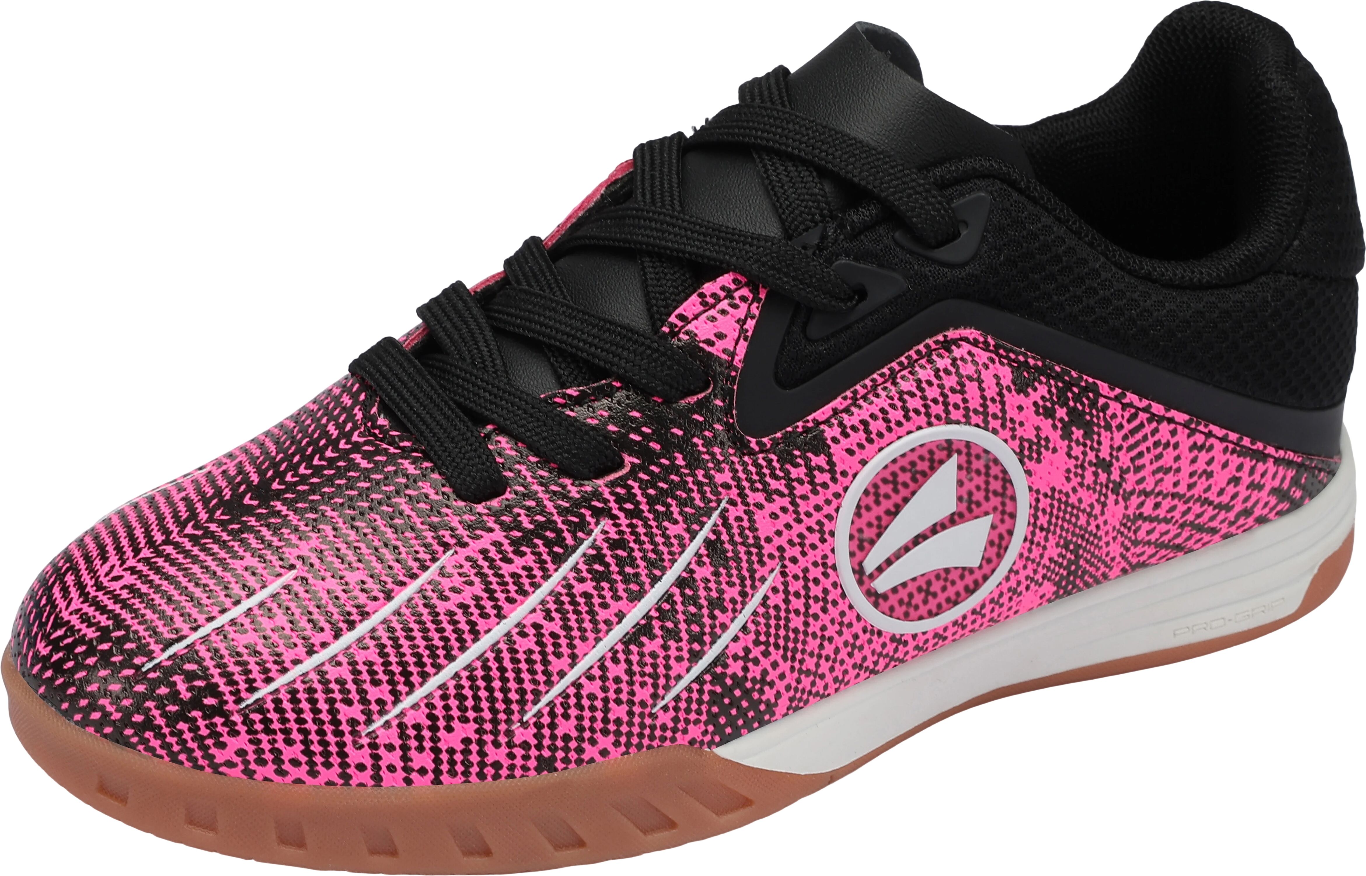 Indoorschuh JAKO "J-SI VINI", Kinder, Gr. 29, pink (jet schwarz, neon pink), Synthetik, Schuhe Indoorschuh, Hallenschuh, Fussballschuh, Sportschuhe, nicht abfärbende Sohle jet schwarz, neon pink 29
