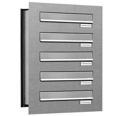 AL Briefkastensysteme 5 Fächer Premium Edelstahl Durchwurf Briefkasten Anlage für Post A4, robust, wetterfest, Artikelnummer: 132V5DV1