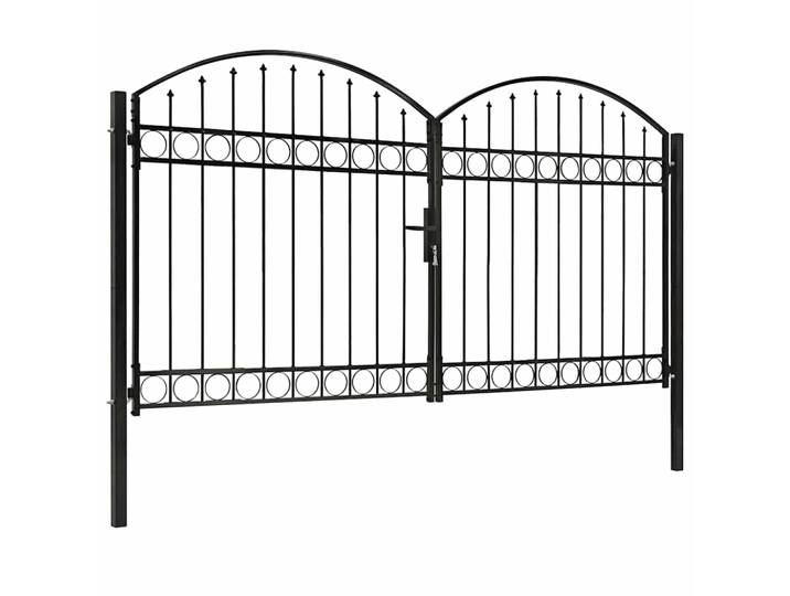 vidaXL Zauntor Doppelflügel Gewölbte Spitze Stahl 300x175 cm Schwarz