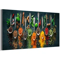 METALLBILD Kräuter - Gewürze - Löffel 80x40 cm