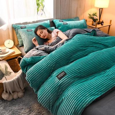 Uplifted Goods Thick Velvet Duvet Cover Set For Warm Winter Bedding sky Blue 150x200cm Set