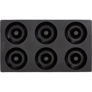 Lekue Backform Doughnut, für 6 Ringe, aus Silikon, 30,5 x 17,5 x 3,2 cm, schwarz, Donutform