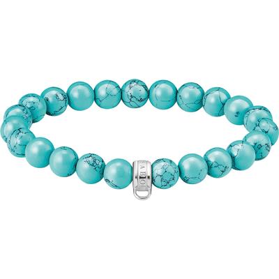 Charm-Armband THOMAS SABO "Charm Club: Bead-Armband imitierter Türkis" Gr. 19, bunt (silberfarben, blau, blau), Armbänder, Damen, 19, Silber 925 (recycelt), Charm-Armband, mit Türkis-Imitat
