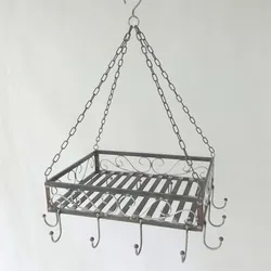 HTI-Line Hängendes Deckenregal aus Metall für Küche und Wohnraum 49 x 40 x 63 cm