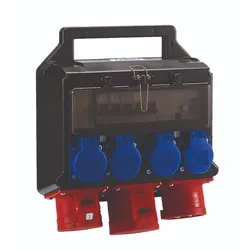 HEDI Steckdosenverteiler aus Kunststoff, 400V/32A-Ausführung mit FI-Schutzschalter - KV401132I