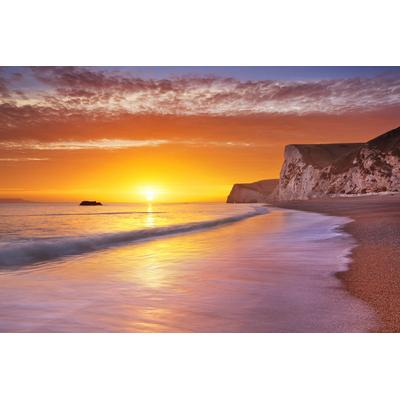 Fototapete PAPERMOON "Strand Sonnenuntergang", bunt, B:4m L:2,6m, Vlies, Tapeten