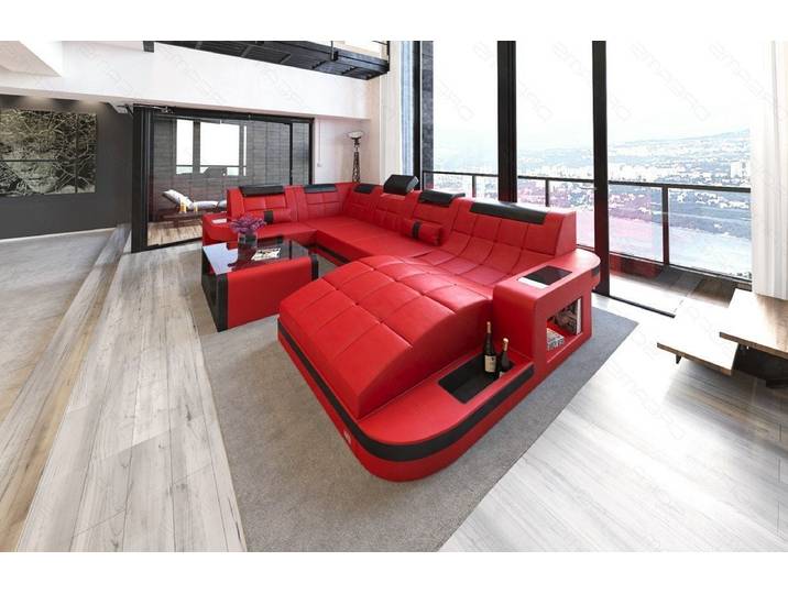Sofa Dreams Wohnlandschaft Ledersofa Wave Mini U Form, Designersofa