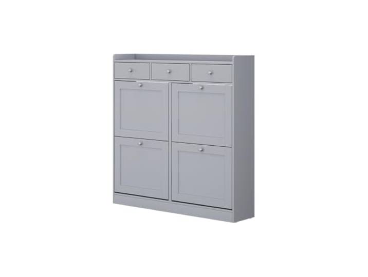 Vicco Schuhkipper Vitto, Grau, 100 x 99.5 cm mit 3 Schubladen & 4 Klappfächern, zur platzsparenden Aufbewahrung von Schuhen und Accessoires
