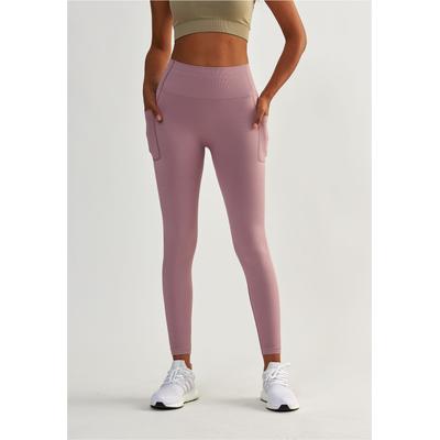Trainingstights BESHAPED "Lift Me Up", Damen, Gr. L, US-Größen, rosa, 90% Nylon, 10% Elasthan, unifarben, lang, Hosen, mit atmungsaktiver Eigenschaft
