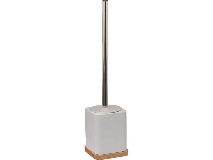 5Five toiletborstel/WC-borstel in houder - wit - 36 x 9 cm - bamboe/kunststeen - badkamer