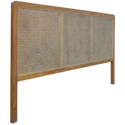 Bett Kopfteil aus Teak Massivholz und Rattan 200 cm breit
