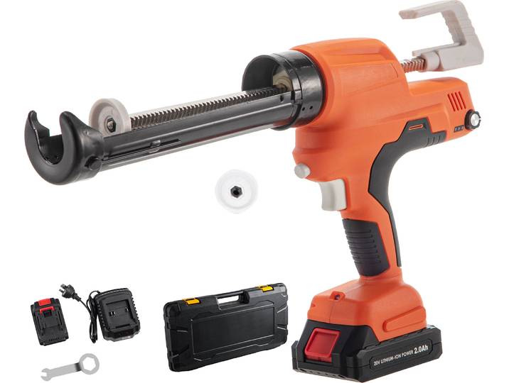 VEVOR Pistolet à cartouche saucisse\, pistolet à silicone 6500 N\, pistolet à cartouche rechargeable de 10 onces\, 600 ml\, 57 x 24 x 7\,5 cm\, en matériau ferreux PA6\, 5\,1 kg\, 20 V\, pour le remplissage de fissures\, d'espaces\, de verre\, de céramique