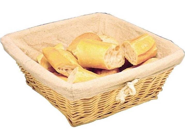 Olympia Broodmand met Hoes vierkant - Rieten mand met katoenen hoes - 23x23x10 cm
