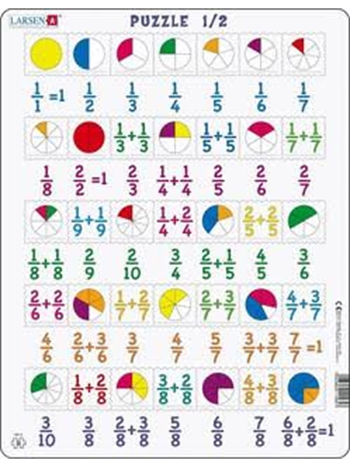 Larsen Puzzles Math Puzzle: Fractions - 35 pieces Maxi (36.5 x 28.5 cm) 2D Puzzles