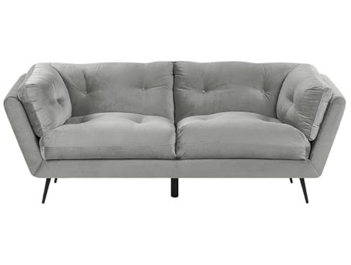 Beliani Modernes Sofa aus Samtstoff in Grau 3er Sitzer Lenvik
