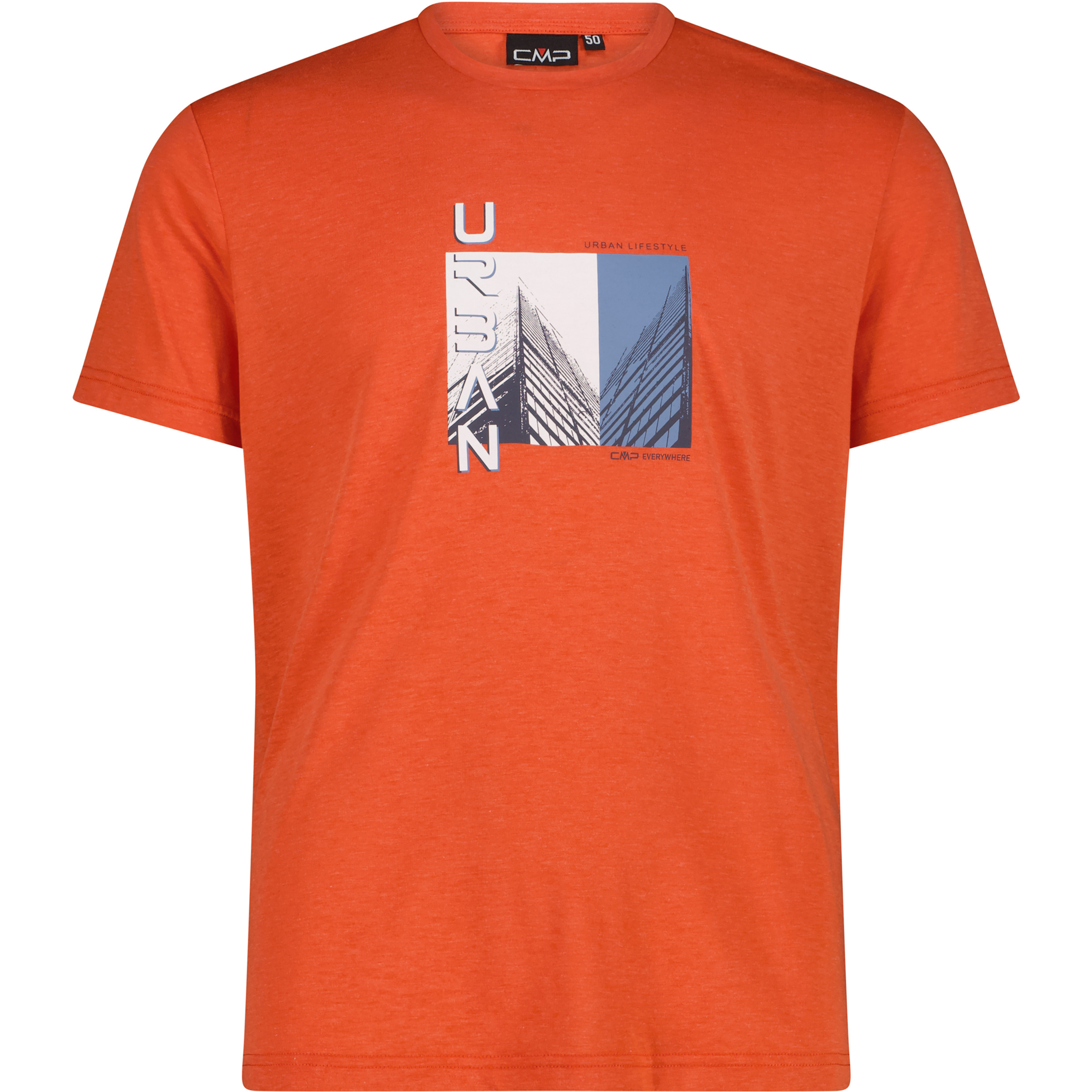 CMP Cotton Print Herren T-Shirts orange Größe 4XL Trekking Geruchsneutralisierend