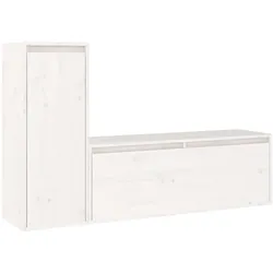 Helloshop26 - Multimedia-TV-Möbel TV-Regal Sideboard TV-Schrank Esszimmer Wohnzimmer Schlafzimmer 2-teilig massives weißes 02_0028583