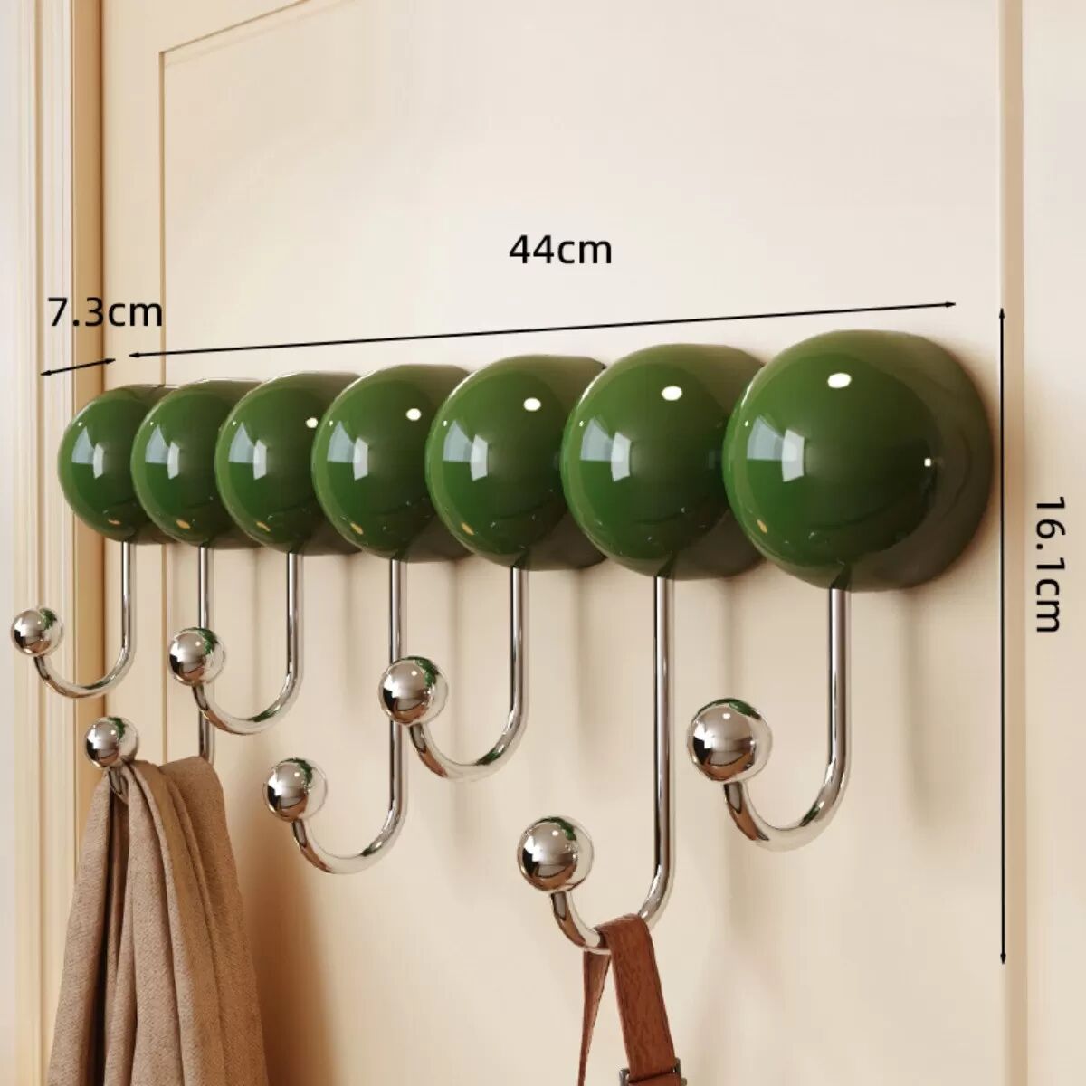 INF Saughaken mit 7 Haken - Kein Bohren erforderlich, ideal für Kleidung, Hüte und Aufbewahrung Grün
