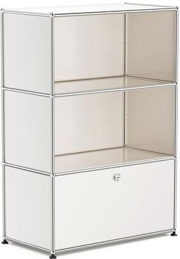 echamp Freestanding Vertical Storage Display Cabinet, Chrome Ball‑Joint Frame with Open Shelves & Lockable Lower Cabinet for Home