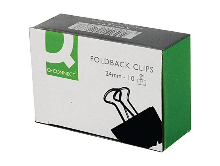 Q-Connect Foldback Clip 24mm Zwart (10 Pack) KF01283