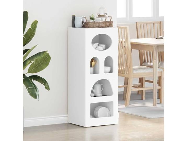 RJPLMFV Sideboard ELST weiß 40 x 35 x 100,5 cm Holz Verstellbare Regale, minimalistisches Design, Aufbewahrung für Wohnzimmer oder Esszimmer, einfache Reinigung