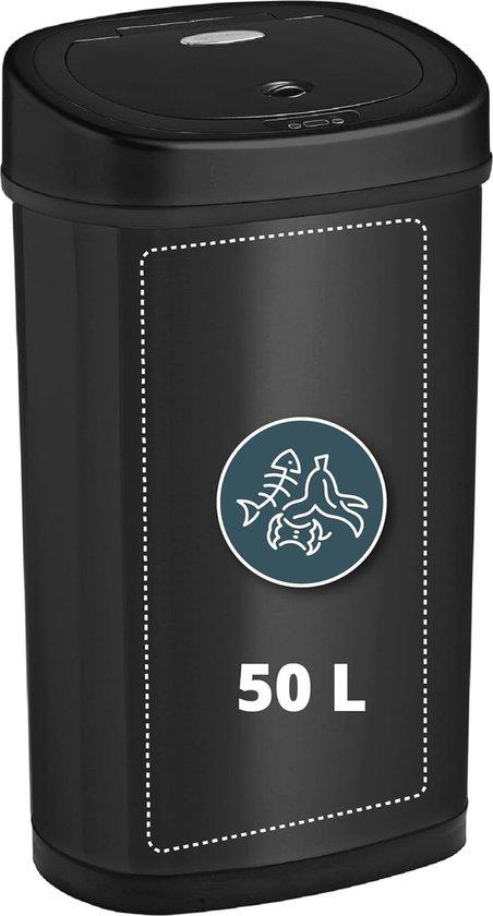 Abfalleimer mit Sensor - 50L - Fingerabdruckfrei und Hygienisch - Schwarz