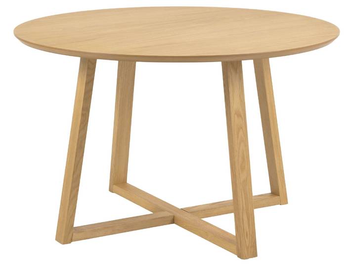 Esstisch ACTONA GROUP Malika, Runder Tisch, Kreuzfussgestell, furnierter geölter Eiche , beige (natur), B:120cm H:75cm T:120cm, Tische, Esstisch, Für das Esszimmer, pflegeleicht, Sitzplatz für 4 Personen, Ø: 120 cm