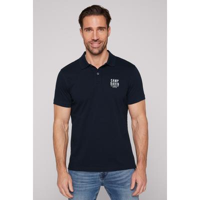 Poloshirt CAMP DAVID, Herren, Gr. 3XL, blau (blau navy), Web, Obermaterial: 95% Baumwolle, 5% Elasthan, bestickt, unifarben, bequem hüftbedeckend, Rundhals, Bündchen, Shirts, mit kleiner Logo-Stickerei auf Brusthöhe