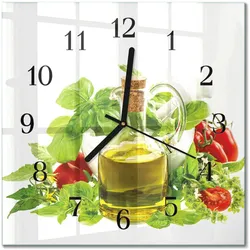 WANDUHR aus Glas 30x30 cm - Basilikumöl