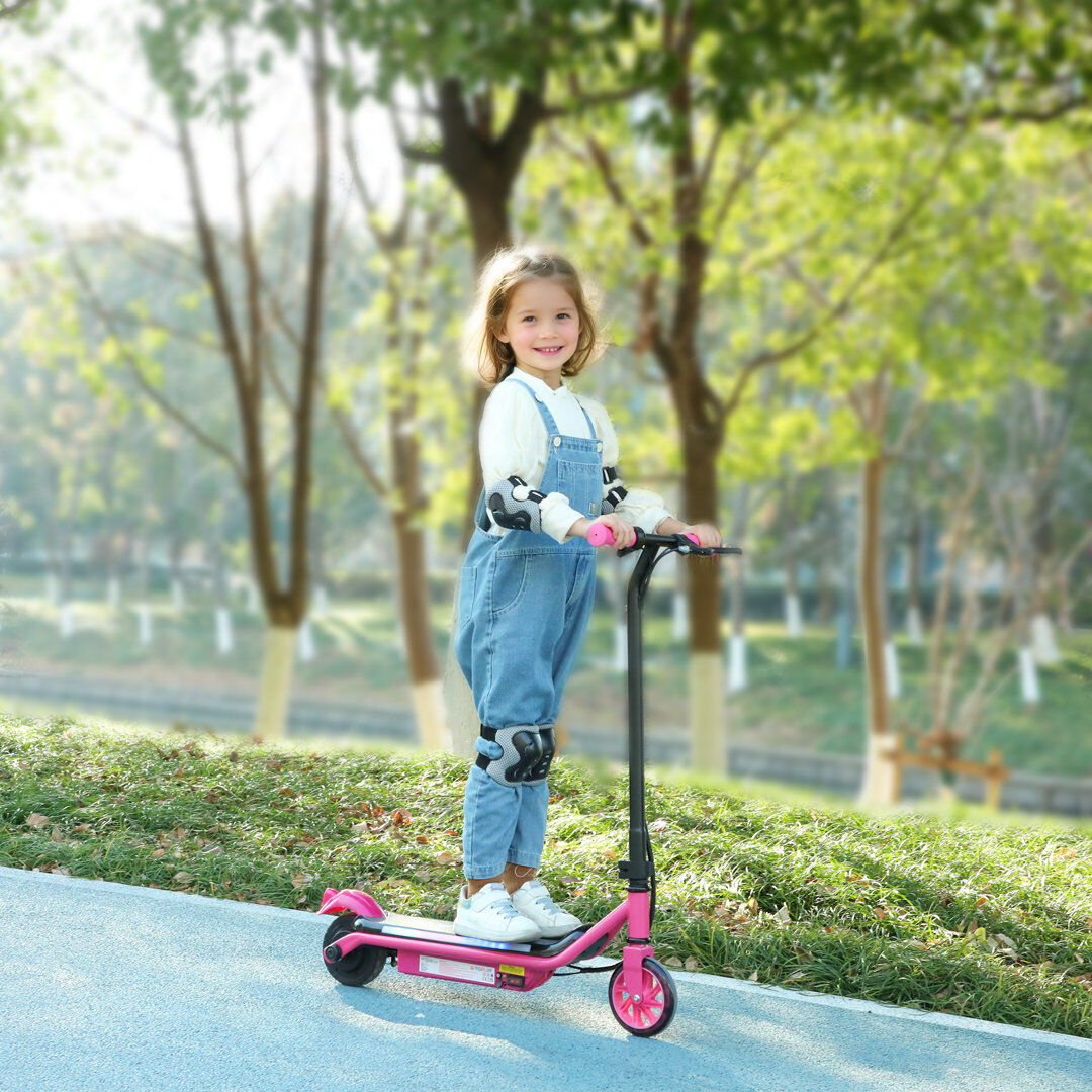 Metro AIYAPLAY Electric Scooter, for 6-14 Years w/ Brakes, Colourful Lights Pink