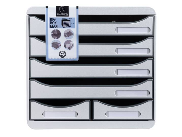 EXACOMPTA Module de classement Big Box Maxi 6 tiroirs Office - Gris lumière