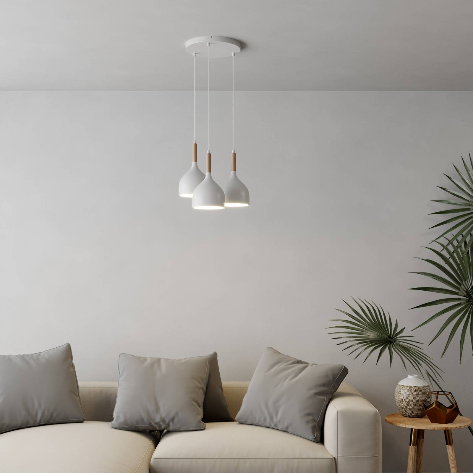 Pendant Light Noak Luminex, dimmable, White / opal, Living / Dining Room, metal, Modern, Ceiling Light