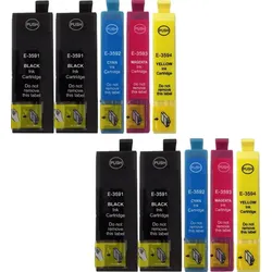 10 kompatible XL-Druckerpatronen wie Epson T3591, T3592, T3593, T3594, T35XL, 35XL