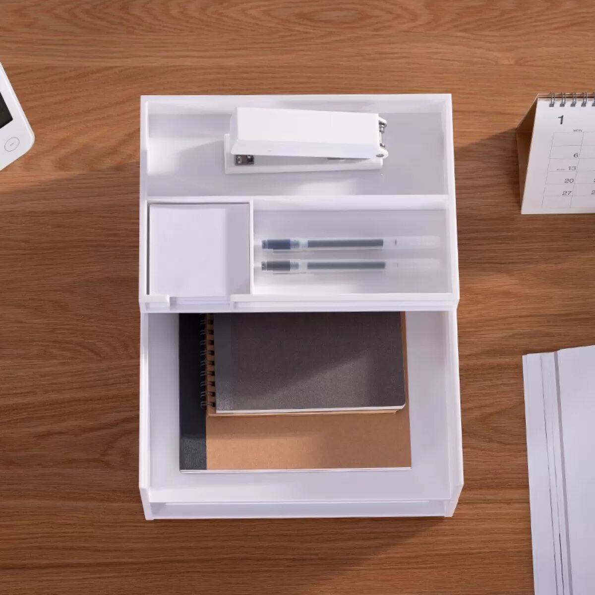 INF Mehrschichtiger Desktop-Aktenorganizer - Verstellbare PS-Material Dokumentenablage Blau
