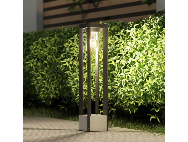 Wegeleuchte Kalisa Lucande, dimmbar, alu / grau / zink, Aluminium, Modern, Außenleuchte