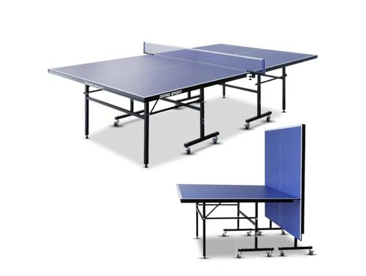 ZERRO Tischtennisplatte Klappbar Indoor, 15 mm Dickes MDF, 274x152.5x76cm, Internationale Standardgröße inkl. Netz, Tischtennistisch, Ping Pong Tisch, Blau